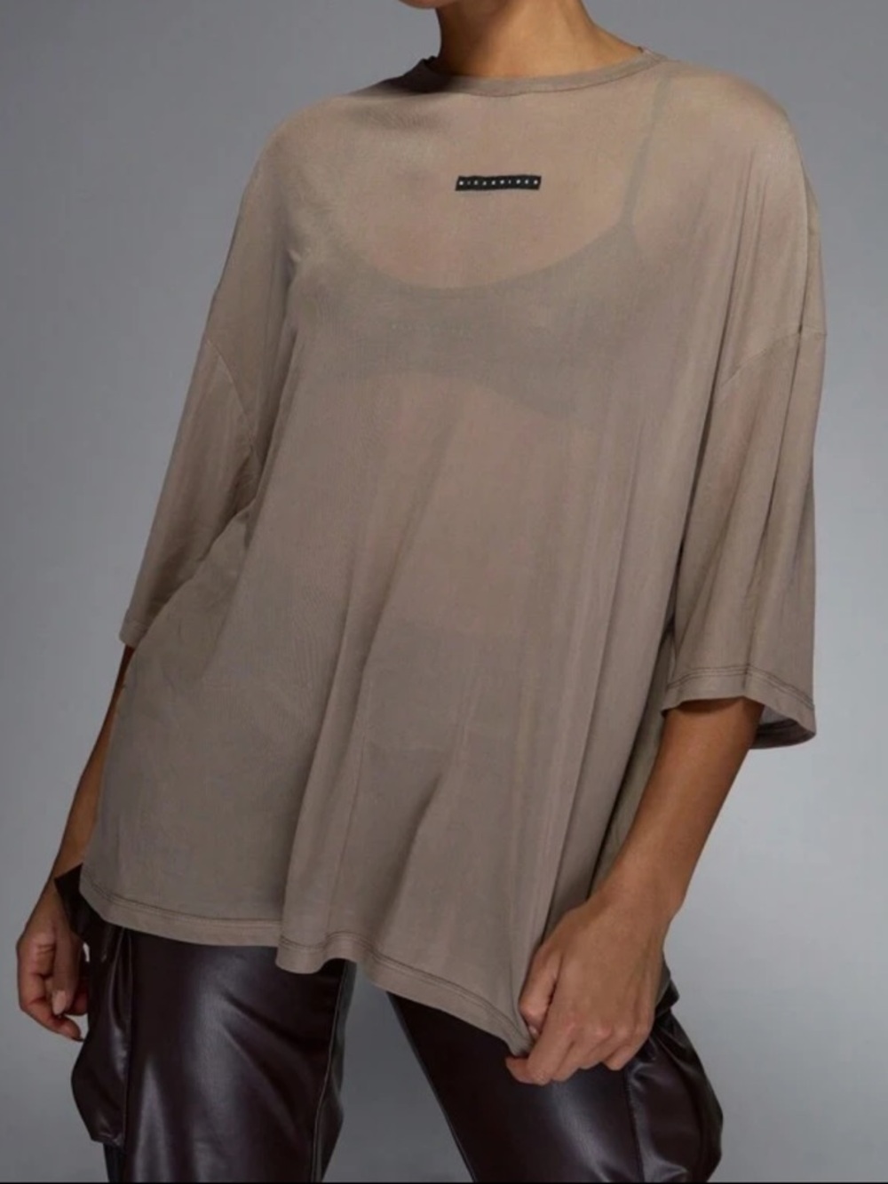 MISSGUIDED Oversized Mesh Semi Sheer Top szL